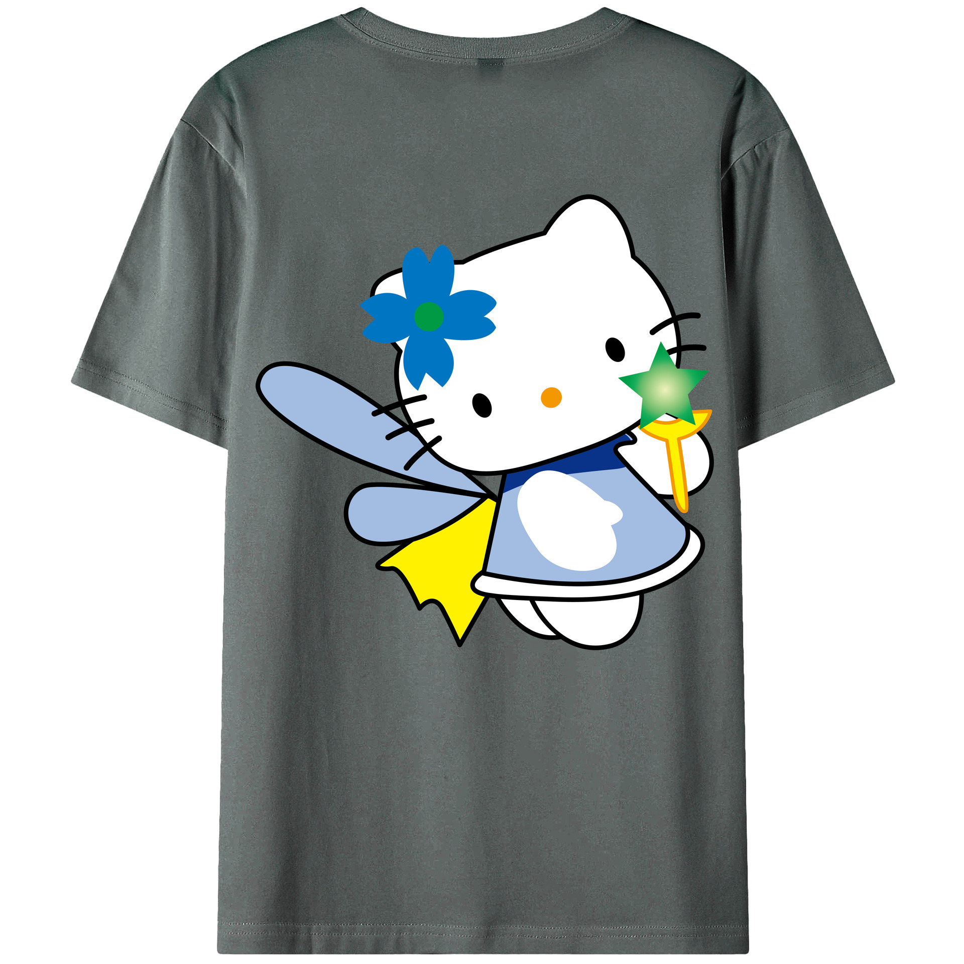 （画像用） Hello Kitty ハローキティ 綿100％ メンズ半袖Tシャツ（バックプリント） 通気性